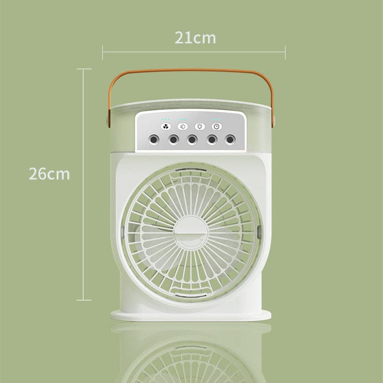 Portable USB Air Conditioner Cooling Fan – 5 Spray Mist, 7 Color LED, 600ML Water Tank Humidifier