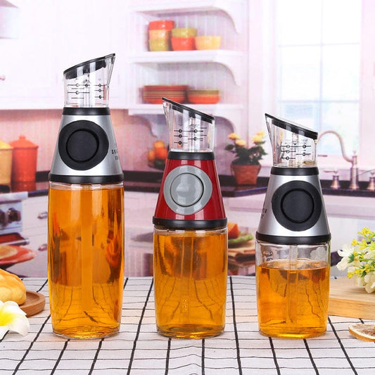 500ml Measurable Glass Oil Bottle – Precise Pour Soy Sauce Dispenser for Kitchen Cooking