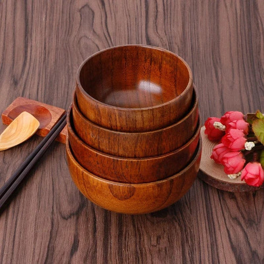 Wooden Round Bowl – Natural Eco-Friendly Serving & Kitchen Bowl for Fruits, Salads & Snacks