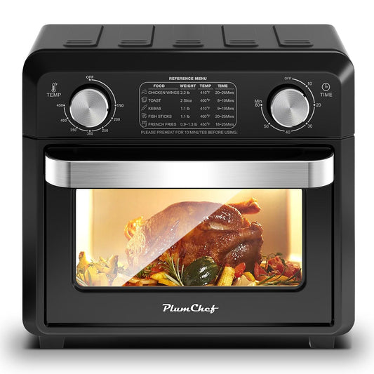 11QT Compact Air Fryer Toaster Oven – 1000W Convection Countertop with Adjustable Time & Temperature, 2-Slice Toaster, Black