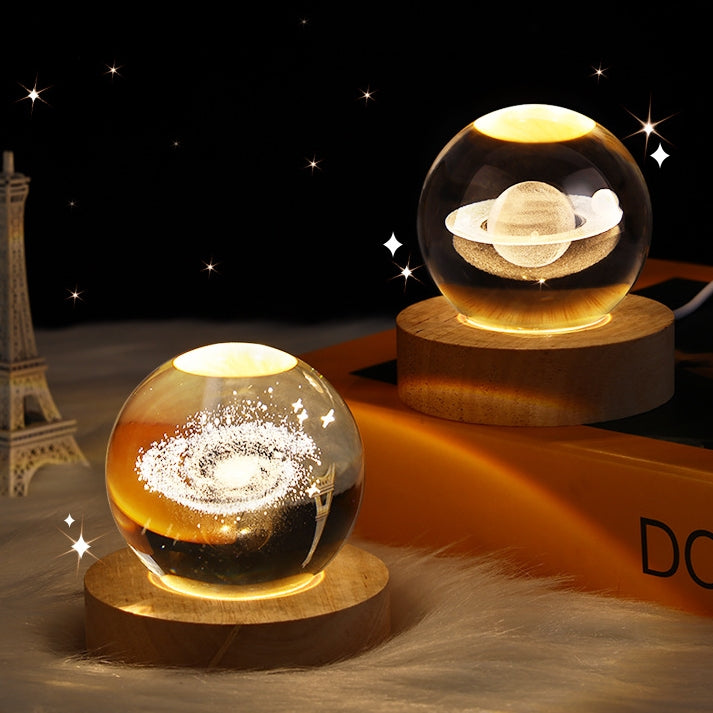 Luminous Starry Sky Moon Crystal Ball Night Lamp – Creative Projection Ambience Light, Unique Gift