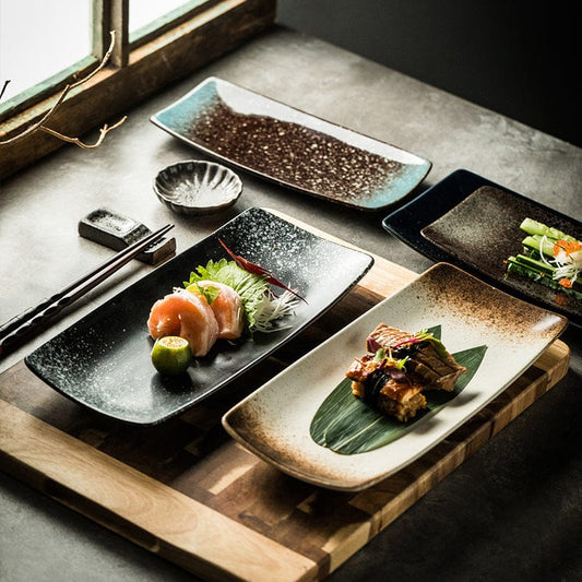 Japanese Ceramic Sushi Plates – Tableware Tray for Serving Sushi & Appetizers