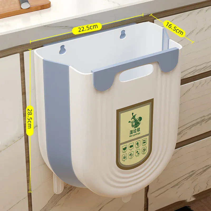 Collapsible Hanging Kitchen Trash Can – 6L/10L Foldable Waste Bin for Under Sink & Cabinet Doors.