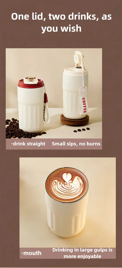 Two coffee makers with different brewing methods and a cup of coffee.