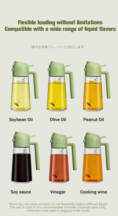 Set of oil dispensers with different oils and a text about flexible loading.