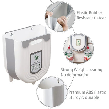 Collapsible Hanging Kitchen Trash Can – 6L/10L Foldable Waste Bin for Under Sink & Cabinet Doors.