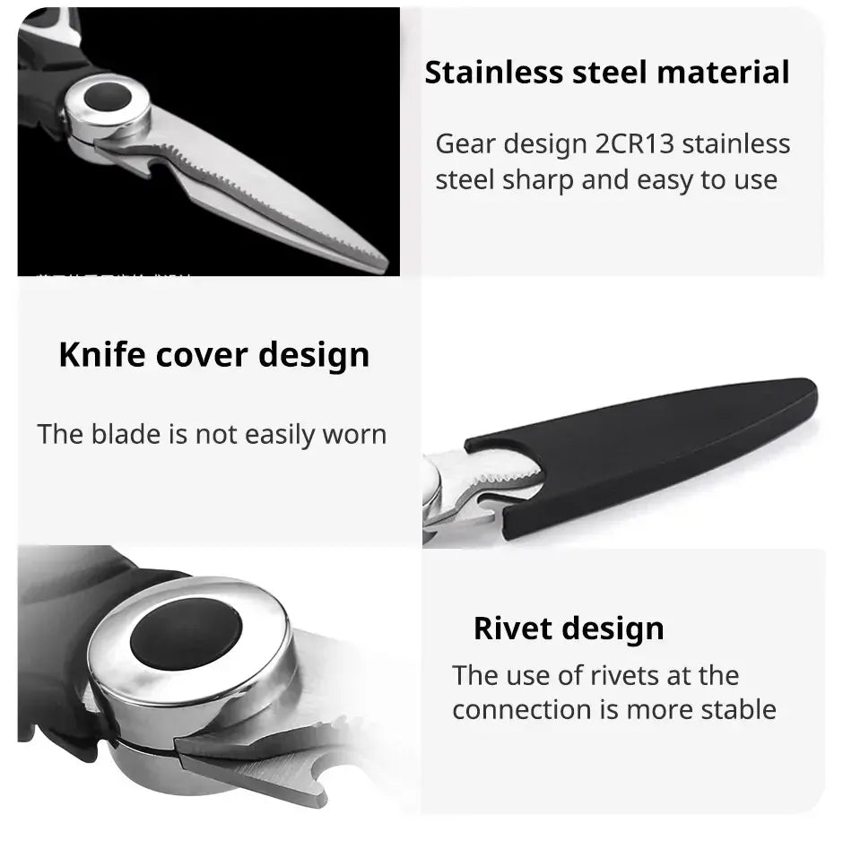 Multipurpose Strong Blade Kitchen Scissors – Effortless Meat & Chicken Bone Cutting with Ergonomic Grip