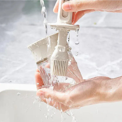 2-in-1 Glass Oil Dispenser Bottle with Heat-Resistant Silicone Brush Set