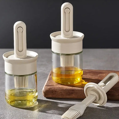 2-in-1 Glass Oil Dispenser Bottle with Heat-Resistant Silicone Brush Set
