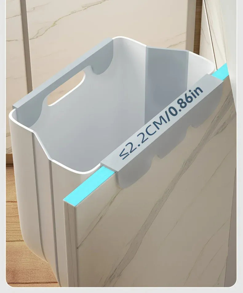 Space-Saving Wall-Mounted Folding Trash Can – Collapsible Kitchen Bin for Cabinet Doors.