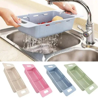 Multi-Functional Sink Drain Basket – Expandable Kitchen Organizer for Washing & Drying.
