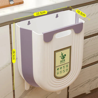Collapsible Hanging Kitchen Trash Can – 6L/10L Foldable Waste Bin for Under Sink & Cabinet Doors.