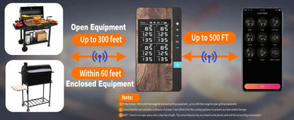 Outdoor equipment with digital display and smartphone app interface on a gradient background