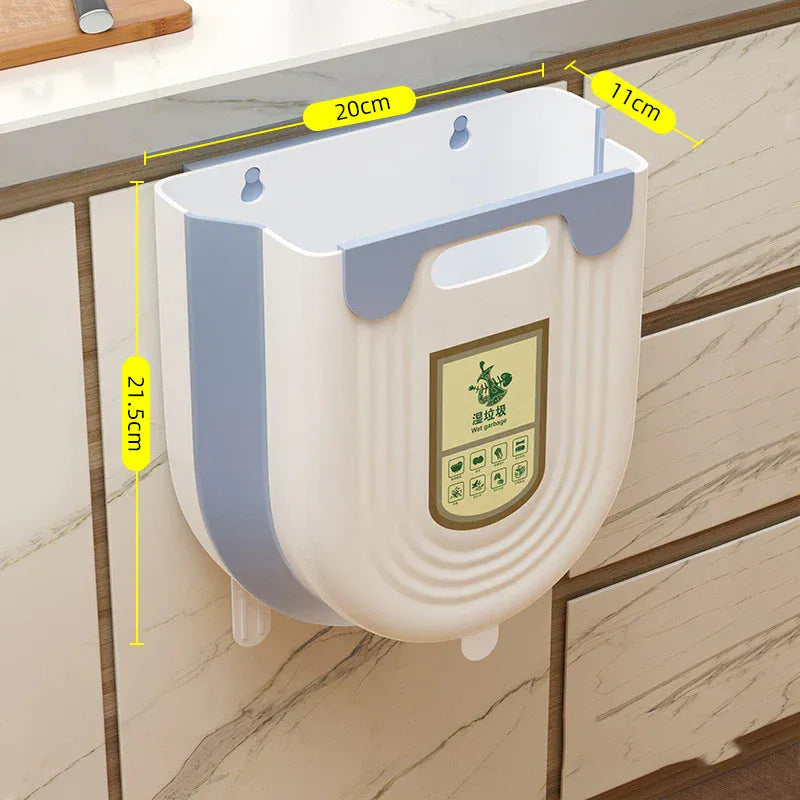 Collapsible Hanging Kitchen Trash Can – 6L/10L Foldable Waste Bin for Under Sink & Cabinet Doors.
