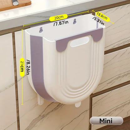 Space-Saving Wall-Mounted Folding Trash Can – Collapsible Kitchen Bin for Cabinet Doors.