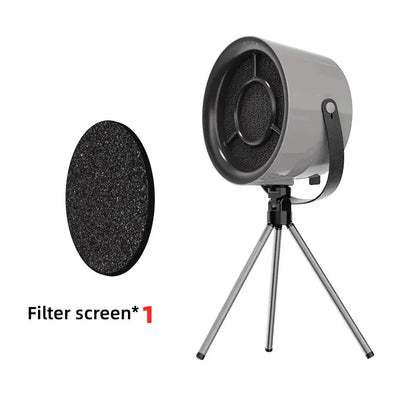 Microphone with stand and filter screen on a white background