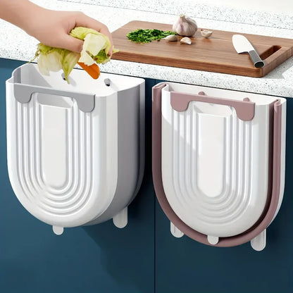 Wall-Mounted Folding Trash Can – Save Floor Space & Stop Leaning While Prepping Meals.