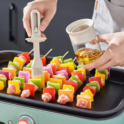 2-in-1 Glass Oil Dispenser Bottle with Heat-Resistant Silicone Brush Set