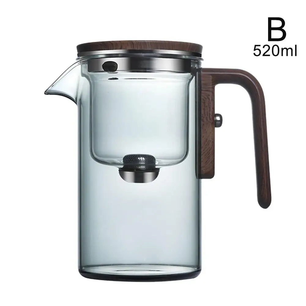 Automatic Water Separation Glass Teapot – One-Click Magnetic Filter for Perfect Strength Tea.