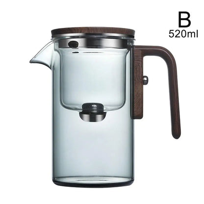 Automatic Water Separation Glass Teapot – One-Click Magnetic Filter for Perfect Strength Tea.