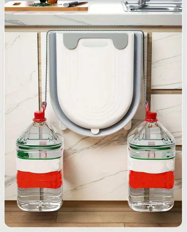 Space-Saving Wall-Mounted Folding Trash Can – Collapsible Kitchen Bin for Cabinet Doors.