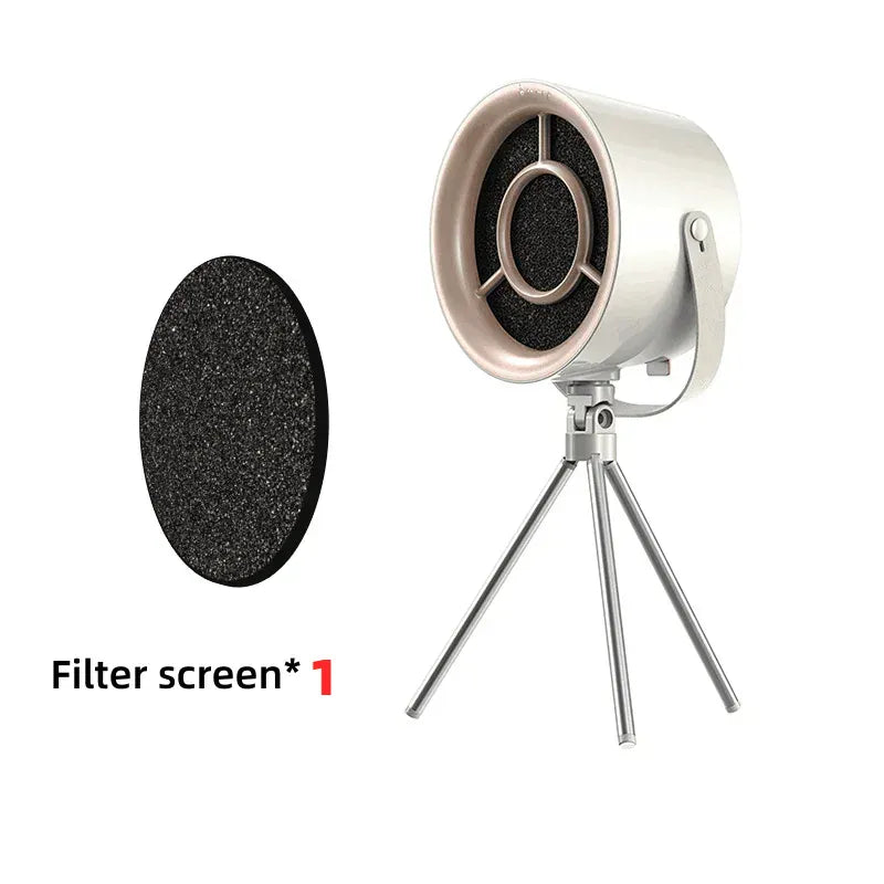 Microphone with stand and filter screen on a white background