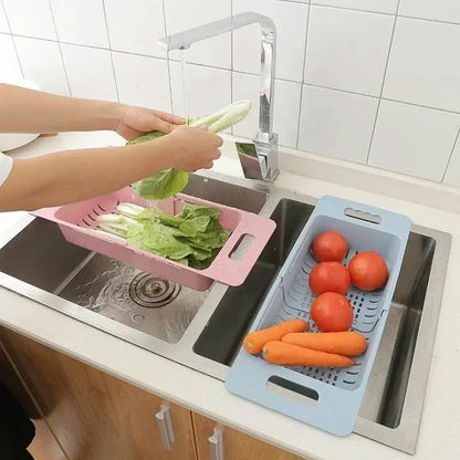 Multi-Functional Sink Drain Basket – Expandable Kitchen Organizer for Washing & Drying.