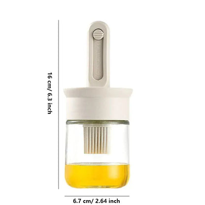 2-in-1 Glass Oil Dispenser Bottle with Heat-Resistant Silicone Brush Set