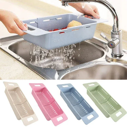 Multi-Functional Sink Drain Basket – Expandable Kitchen Organizer for Washing & Drying.