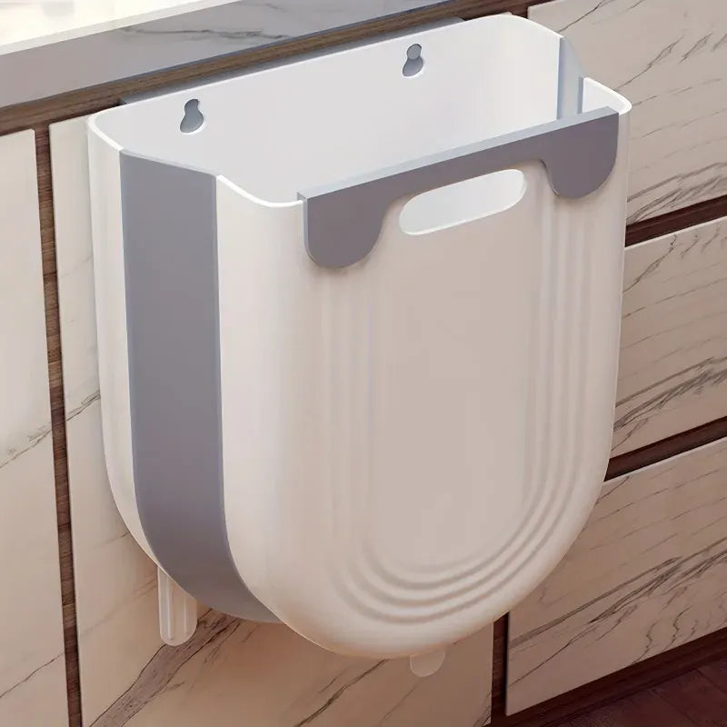 Wall-Mounted Folding Trash Can – Save Floor Space & Stop Leaning While Prepping Meals.