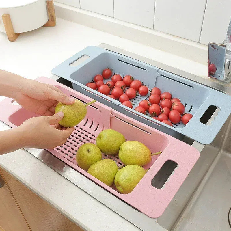 Multi-Functional Sink Drain Basket – Expandable Kitchen Organizer for Washing & Drying.