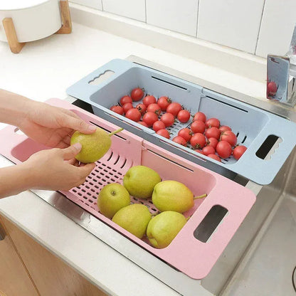 Multi-Functional Sink Drain Basket – Expandable Kitchen Organizer for Washing & Drying.