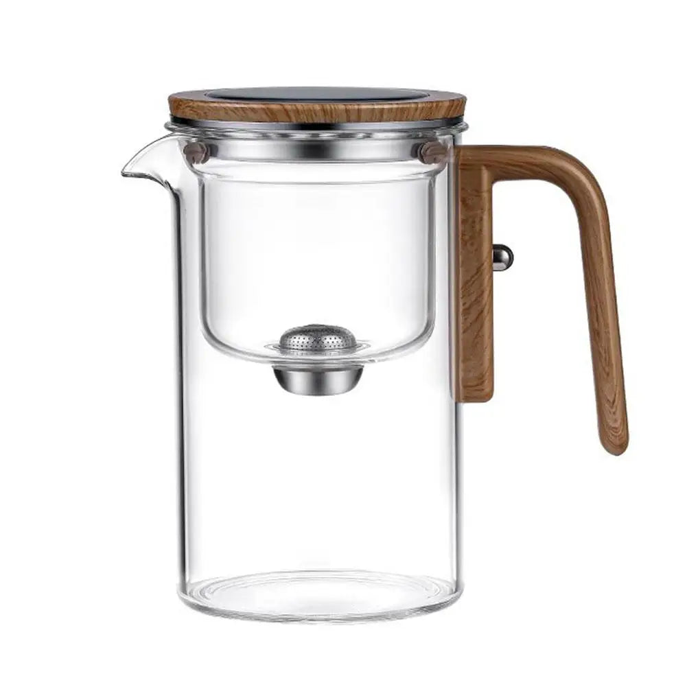 Automatic Water Separation Glass Teapot – One-Click Magnetic Filter for Perfect Strength Tea.