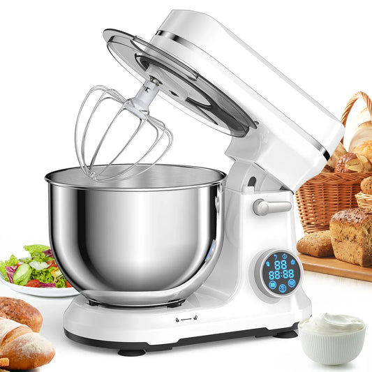 BioloMix Kitchen Stand Mixer – 1200W 11-Speed Electric Food Mixer with Dough Hook & Whisk, Digital OLED Display