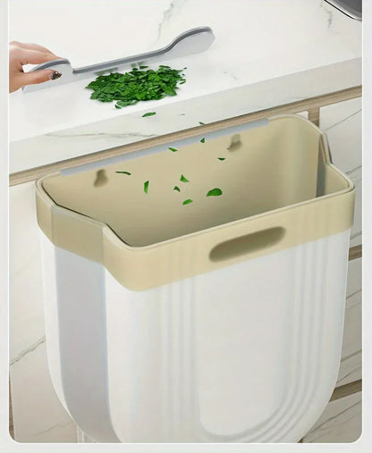 Space-Saving Wall-Mounted Folding Trash Can – Collapsible Kitchen Bin for Cabinet Doors.