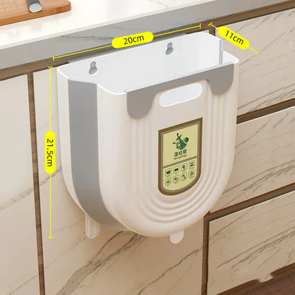 Collapsible Hanging Kitchen Trash Can – 6L/10L Foldable Waste Bin for Under Sink & Cabinet Doors.