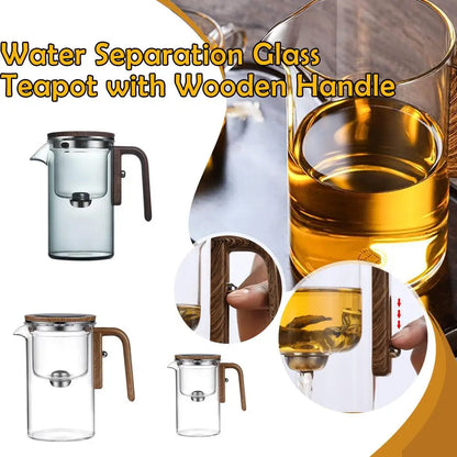 Automatic Water Separation Glass Teapot – One-Click Magnetic Filter for Perfect Strength Tea.