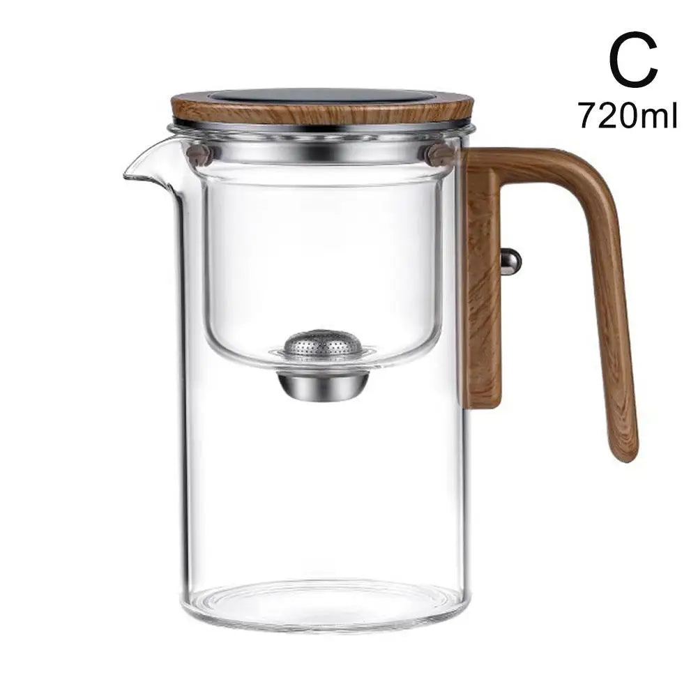 Automatic Water Separation Glass Teapot – One-Click Magnetic Filter for Perfect Strength Tea.