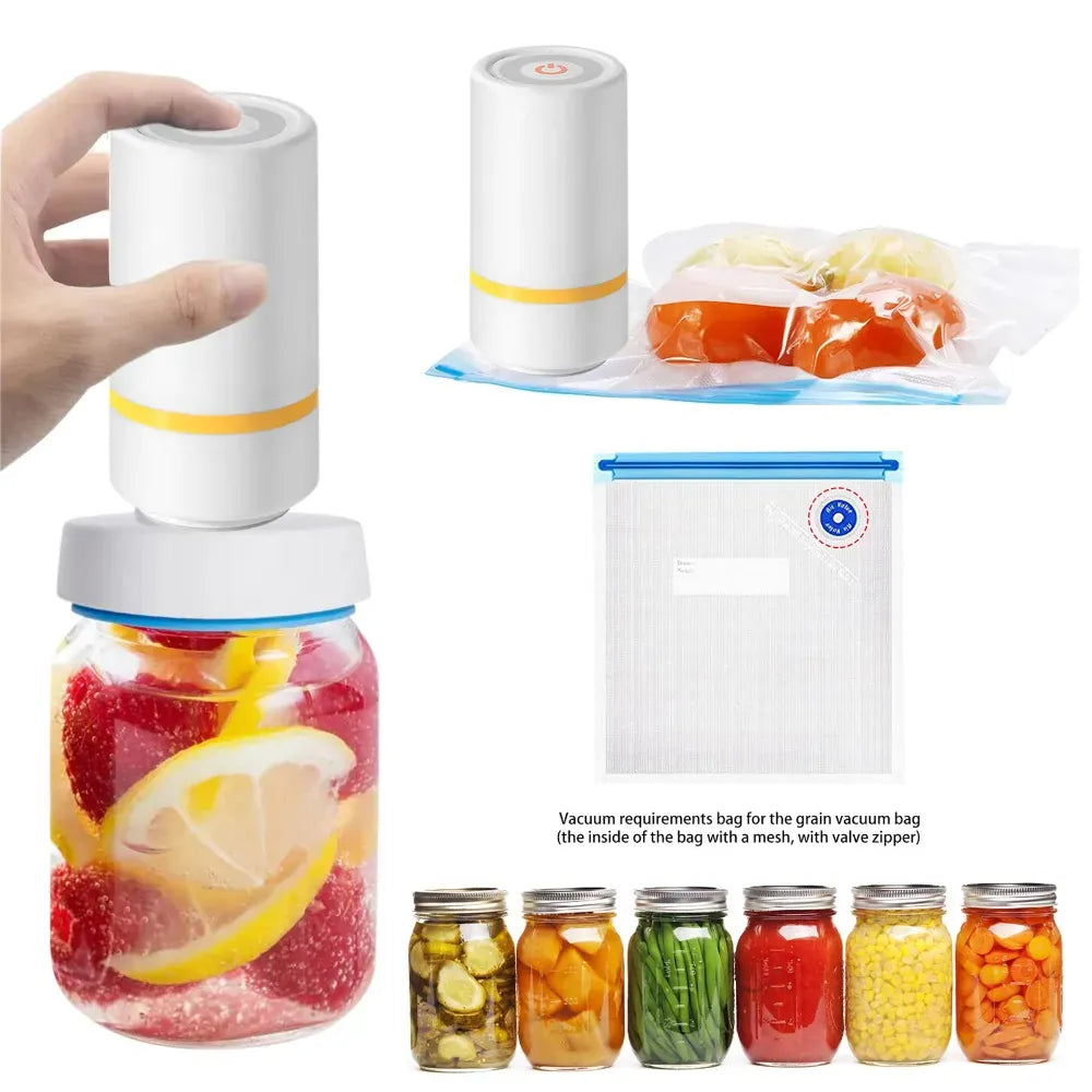 Universal Mason Jar Vacuum Sealer Kit – Keep Food Fresh 5X Longer & Eliminate Spoilage.