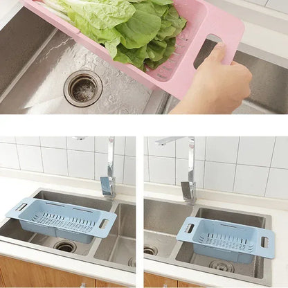 Multi-Functional Sink Drain Basket – Expandable Kitchen Organizer for Washing & Drying.