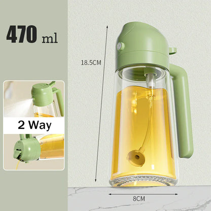 Green and clear juice extractor with measurements and capacity details on a light gray background