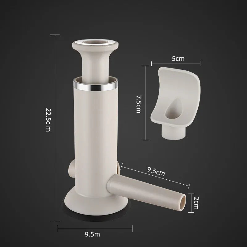 White plumbing component with dimensions on a black background