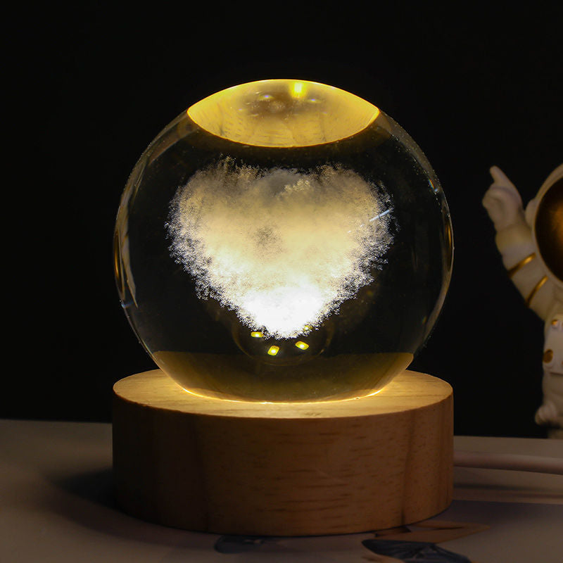 Luminous Starry Sky Moon Crystal Ball Night Lamp – Creative Projection Ambience Light, Unique Gift