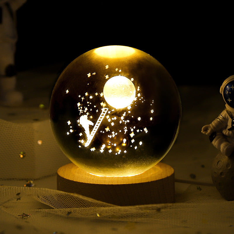 Luminous Starry Sky Moon Crystal Ball Night Lamp – Creative Projection Ambience Light, Unique Gift