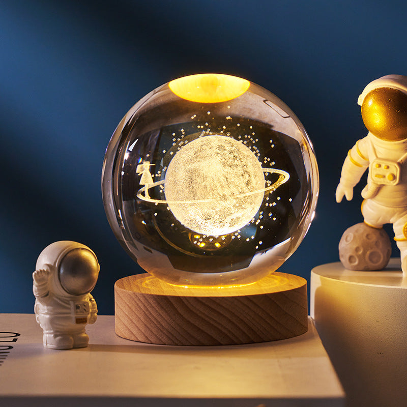 Luminous Starry Sky Moon Crystal Ball Night Lamp – Creative Projection Ambience Light, Unique Gift